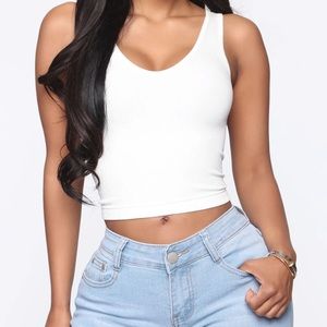White Cropped Tank